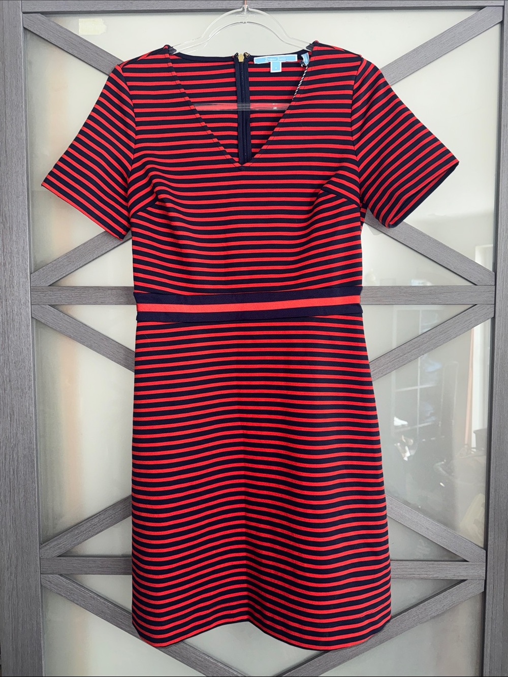 Draper James NWT Stripe Ponte Knit A-Line Dress Navy Red Small